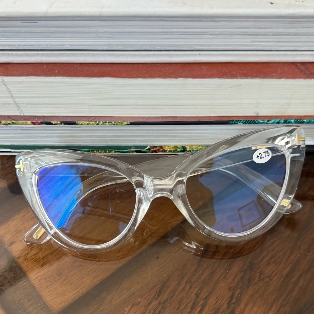 Bundle of 2 Cat Eye Reading Glasses +2.75 Blue-Reflective Lenses